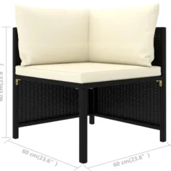 vidaXL - Tuinset - Zwart - Poly rattan - 8 stuks - Met kussens