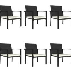 vidaXL - Tuinset - Zwart - Poly rattan - 7 stuks