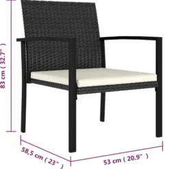 vidaXL - Tuinset - Zwart - Poly rattan - 7 stuks