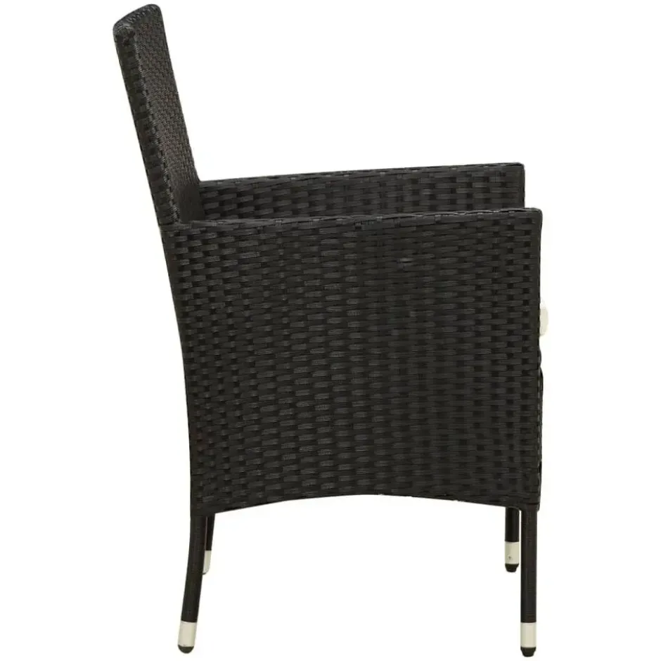 vidaXL - Tuinset - Zwart - Poly rattan - 7 stuks - Met kussens