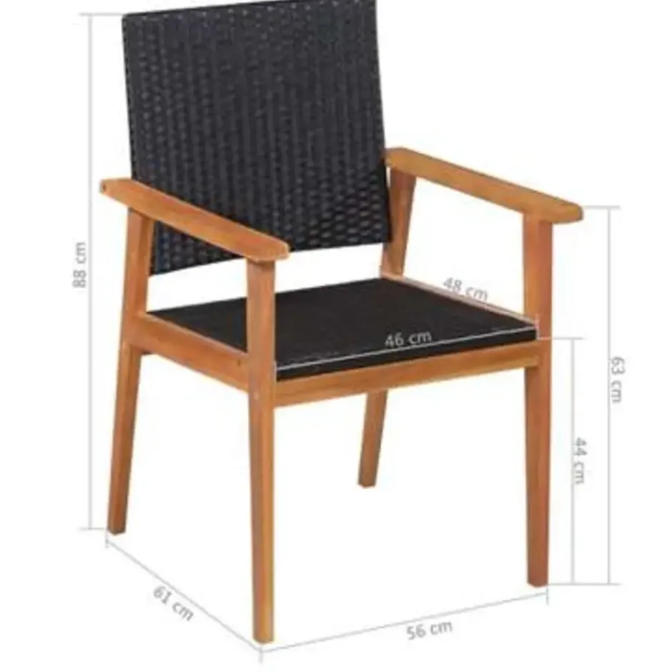 vidaXL - Tuinset - Zwart - Poly rattan