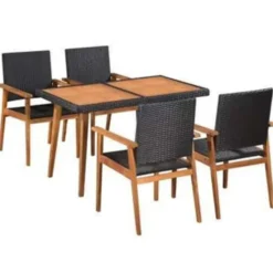 vidaXL - Tuinset - Zwart - Poly rattan