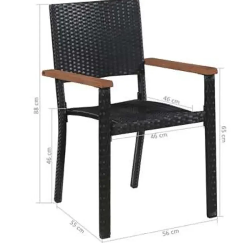 vidaXL - Tuinset - Zwart - Poly rattan