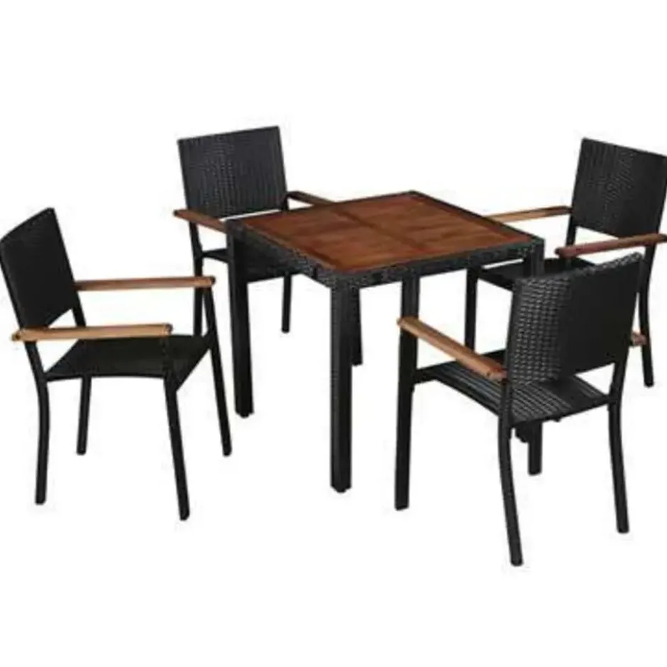 vidaXL - Tuinset - Zwart - Poly rattan