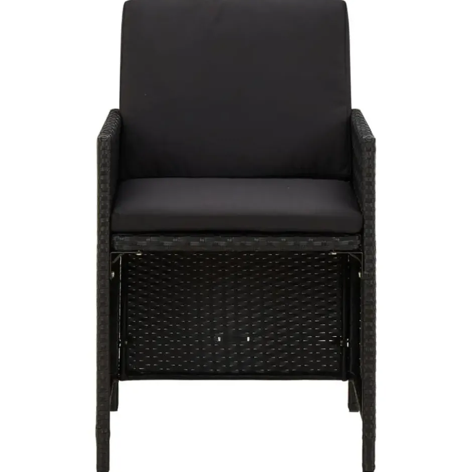 vidaXL - Tuinset - Zwart - Poly rattan - 5 stuks - Met kussens