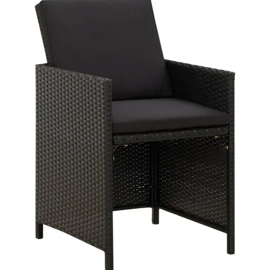 vidaXL - Tuinset - Zwart - Poly rattan - 5 stuks - Met kussens