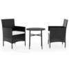 vidaXL - Tuinset - Zwart - Poly rattan - 3 stuks