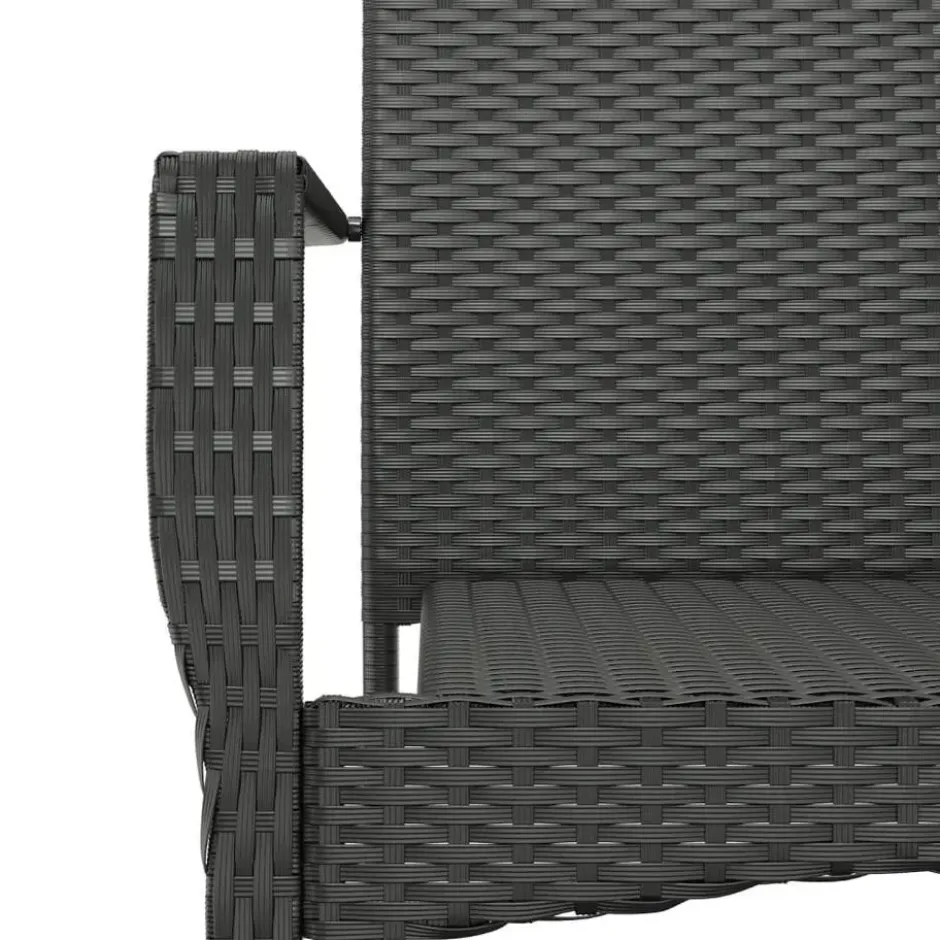 vidaXL - Tuinset - Zwart - Poly rattan - 190 cm - 7 stuks - Met kussens