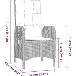 vidaXL - Tuinstoelen - Armsteun- Grijs - Poly rattan - 2 stuks - 57x62,5x109 cm