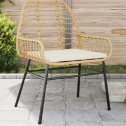 vidaXL - Tuinstoelen - Kussens - Bruin - Poly rattan - 2 stuks
