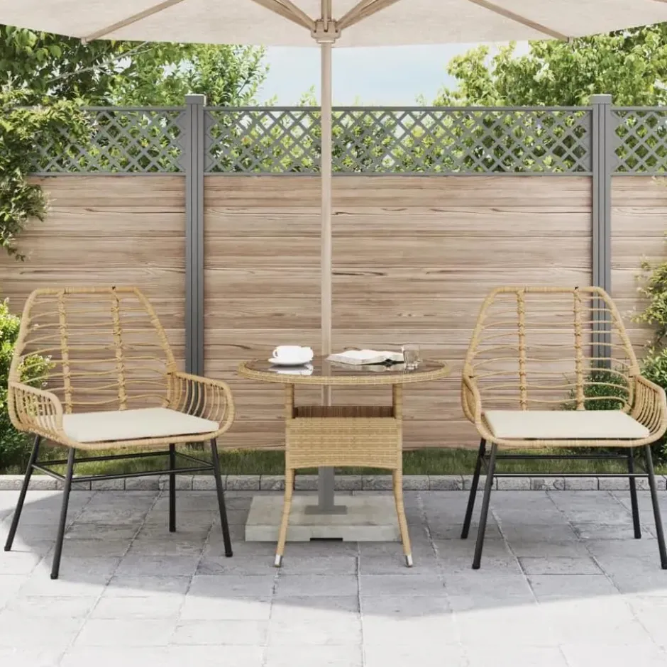 vidaXL - Tuinstoelen - Kussens - Bruin - Poly rattan - 2 stuks