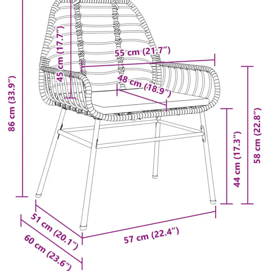 vidaXL - Tuinstoelen - Kussens - Bruin - Poly rattan - 2 stuks