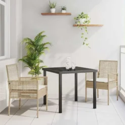 vidaXL - Tuinstoelen met Kussens - Beige - Poly Rattan - 2 stuks - 53x60x85 cm