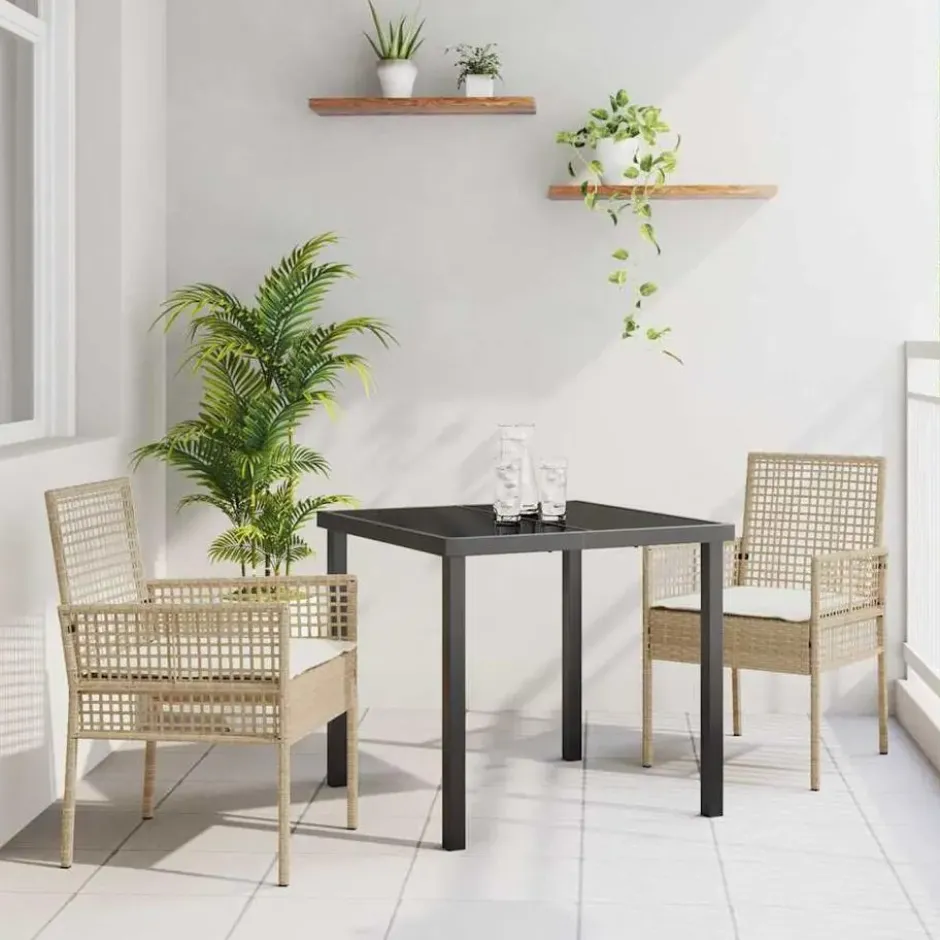 vidaXL - Tuinstoelen met Kussens - Beige - Poly Rattan - 2 stuks - 53x60x85 cm