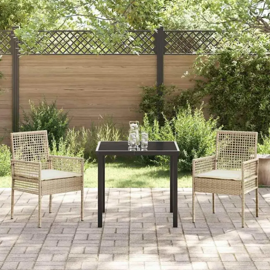 vidaXL - Tuinstoelen met Kussens - Beige - Poly Rattan - 2 stuks - 53x60x85 cm