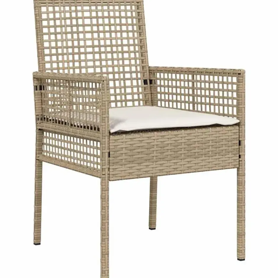 vidaXL - Tuinstoelen met Kussens - Beige - Poly Rattan - 2 stuks - 53x60x85 cm