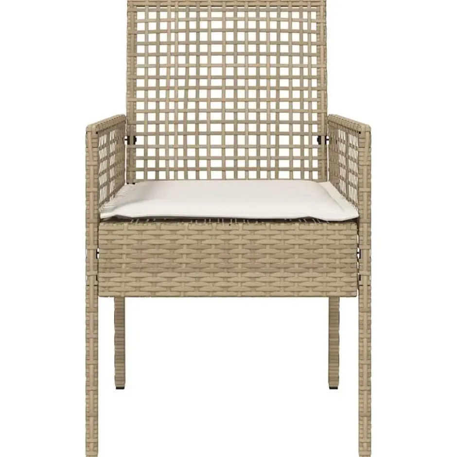 vidaXL - Tuinstoelen met Kussens - Beige - Poly Rattan - 2 stuks - 53x60x85 cm