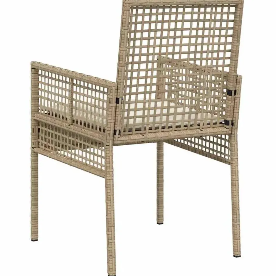 vidaXL - Tuinstoelen met Kussens - Beige - Poly Rattan - 2 stuks - 53x60x85 cm