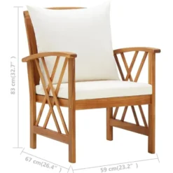 vidaXL - Tuinstoelen - Wit - Hout - 2 stuks - Met kussens