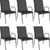 vidaXL - Tuinstoelen - Zwart - Ataal en textileen - 6 stuks