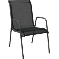 vidaXL - Tuinstoelen - Zwart - Ataal en textileen - 6 stuks