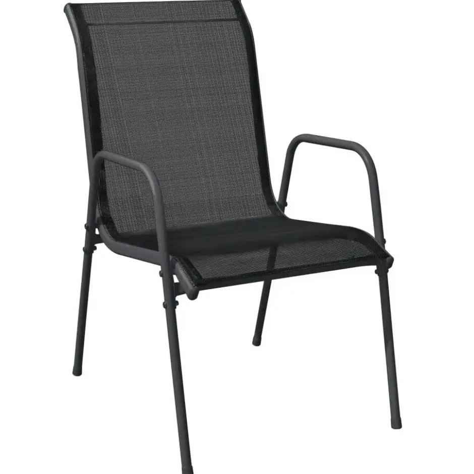 vidaXL - Tuinstoelen - Zwart - Ataal en textileen - 6 stuks