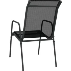 vidaXL - Tuinstoelen - Zwart - Ataal en textileen - 6 stuks