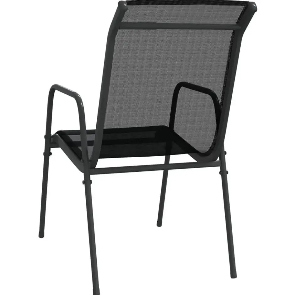 vidaXL - Tuinstoelen - Zwart - Ataal en textileen - 6 stuks