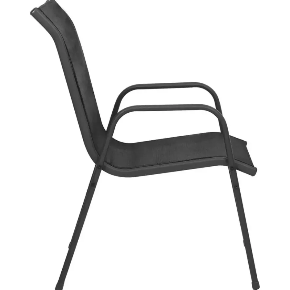 vidaXL - Tuinstoelen - Zwart - Ataal en textileen - 6 stuks