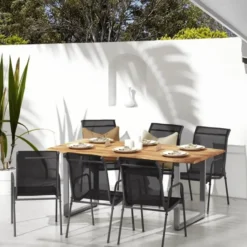 vidaXL - Tuinstoelen - Zwart - Ataal en textileen - 6 stuks