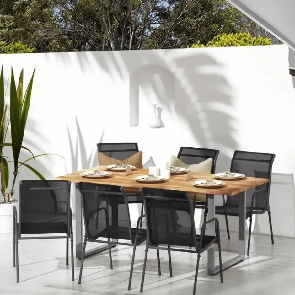 vidaXL - Tuinstoelen - Zwart - Ataal en textileen - 6 stuks
