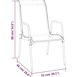 vidaXL - Tuinstoelen - Zwart - Ataal en textileen - 6 stuks