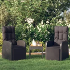 vidaXL - Tuinstoelen - Zwart - Poly rattan - 2 stuks - Verstelbaar - Met kussens