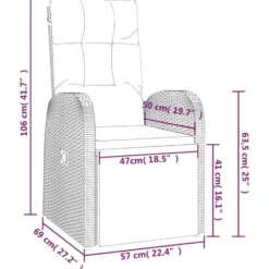 vidaXL - Tuinstoelen - Zwart - Poly rattan - 2 stuks - Verstelbaar - Met kussens
