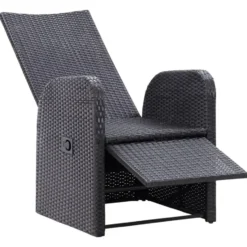 vidaXL - Tuinstoelen - Zwart - Poly rattan - 2 stuks - Verstelbaar - Met kussens