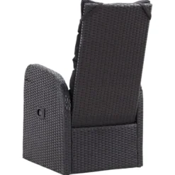 vidaXL - Tuinstoelen - Zwart - Poly rattan - 2 stuks - Verstelbaar - Met kussens