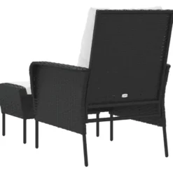 vidaXL - Tuinstoel met voetenbank - Zwart - Poly rattan