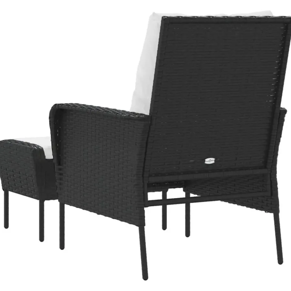 vidaXL - Tuinstoel met voetenbank - Zwart - Poly rattan