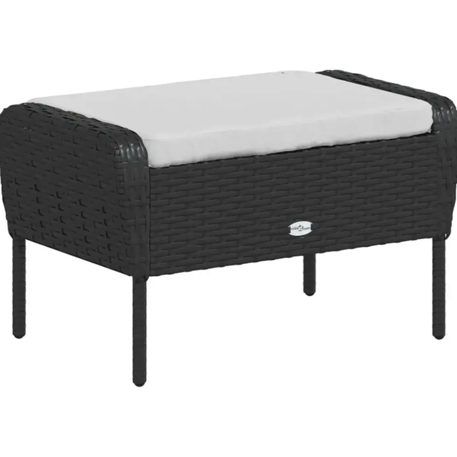 vidaXL - Tuinstoel met voetenbank - Zwart - Poly rattan
