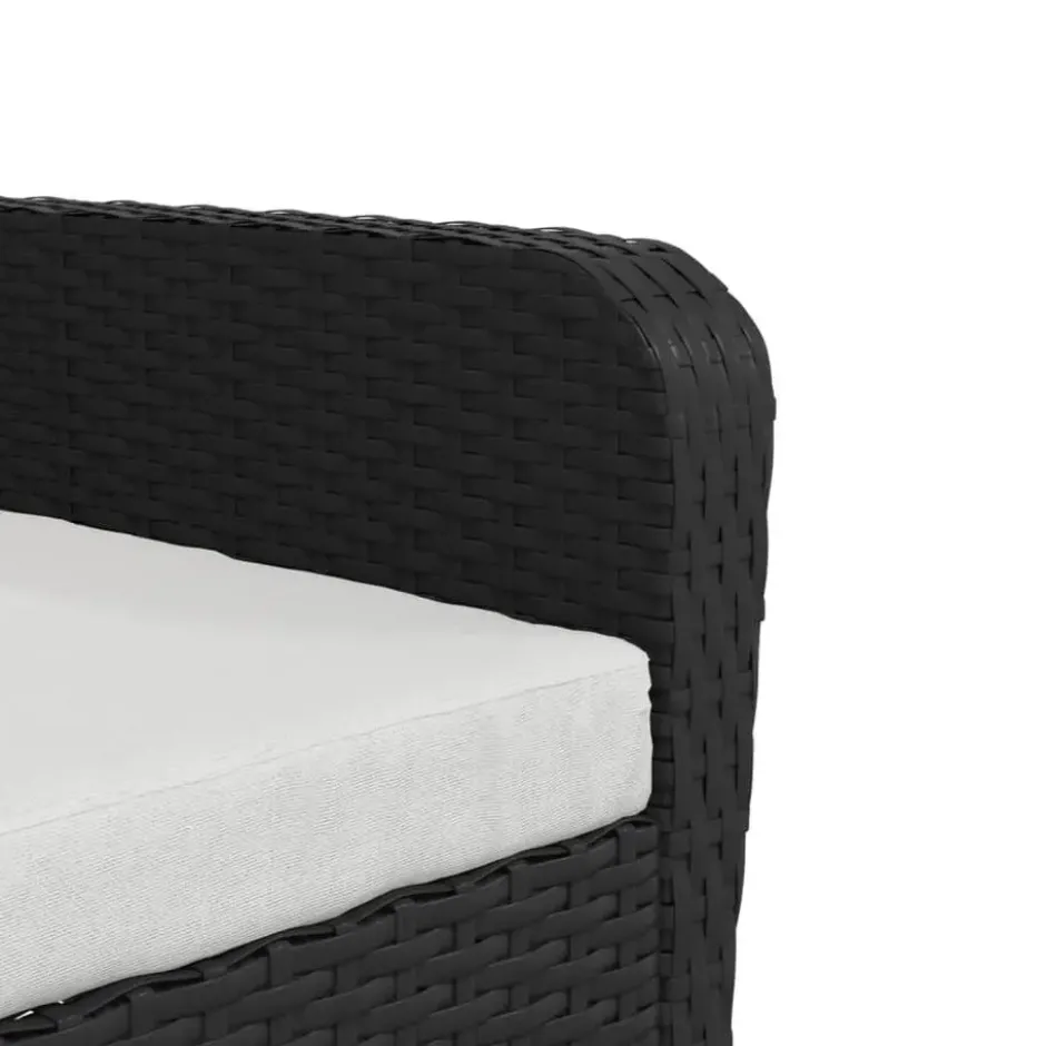 vidaXL - Tuinstoel met voetenbank - Zwart - Poly rattan