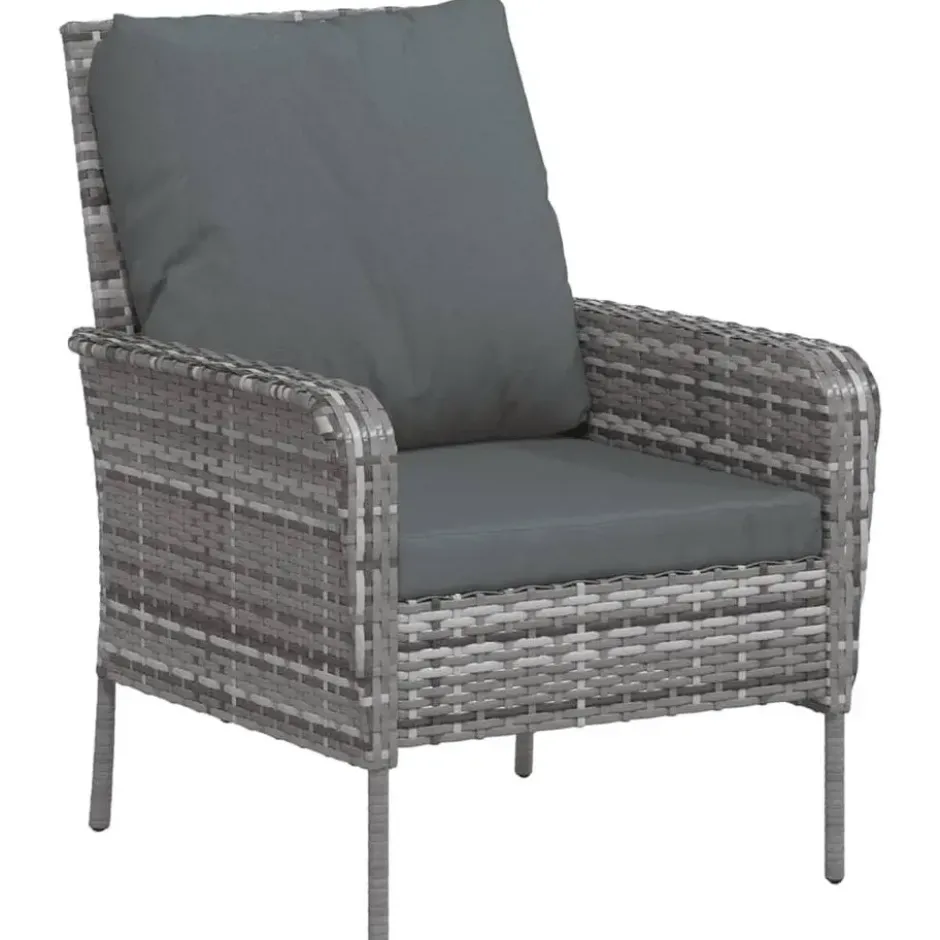 vidaXL - Tuinstoel Met Voetenbank - Grijs - Poly rattan