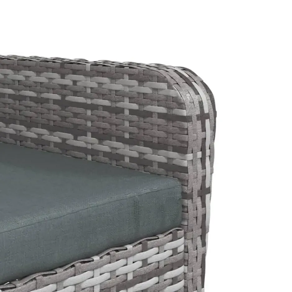 vidaXL - Tuinstoel Met Voetenbank - Grijs - Poly rattan
