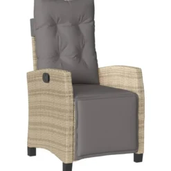 vidaXL - Tuinstoel verstelbaar met voetensteun - Beige - Poly rattan