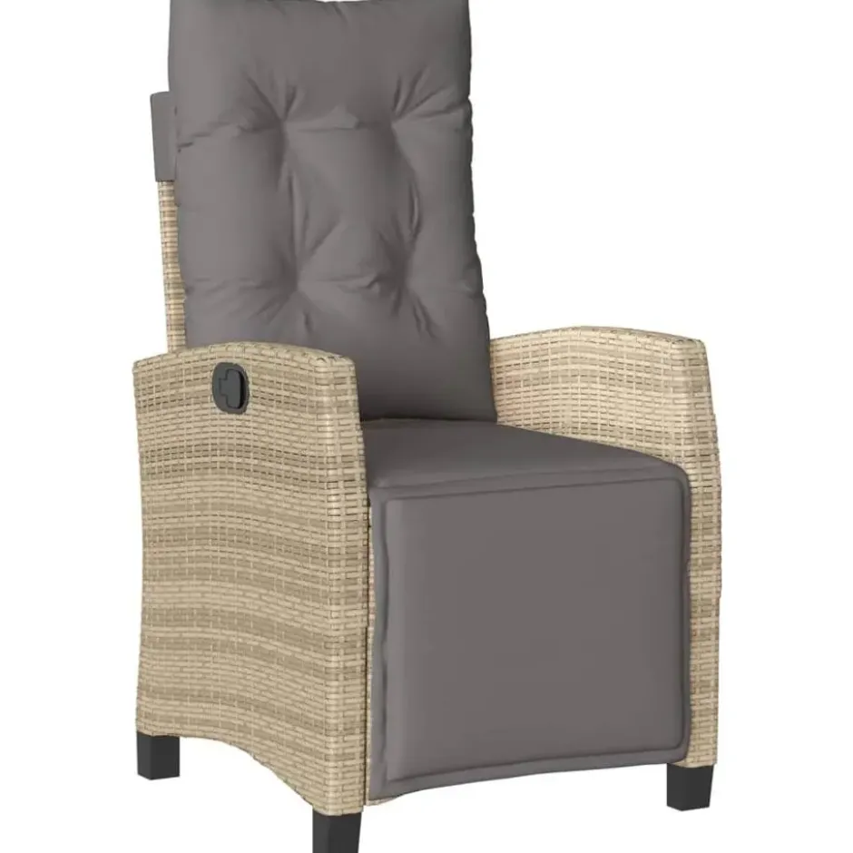 vidaXL - Tuinstoel verstelbaar met voetensteun - Beige - Poly rattan