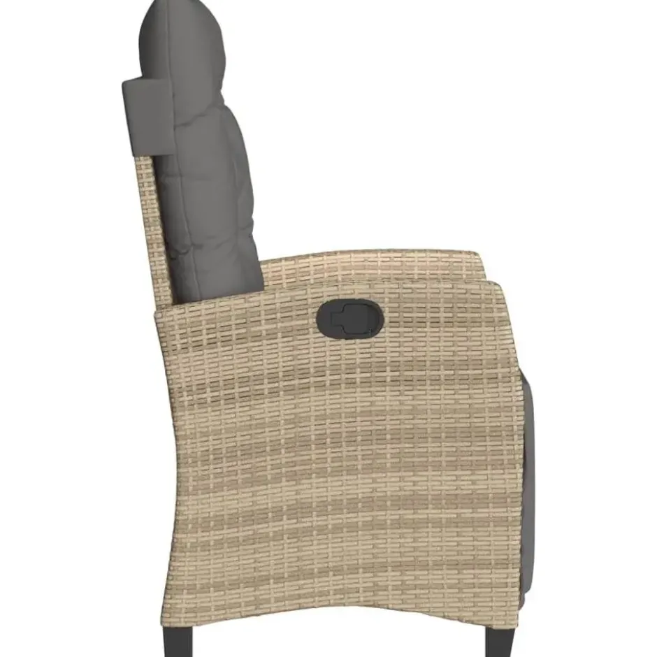 vidaXL - Tuinstoel verstelbaar met voetensteun - Beige - Poly rattan