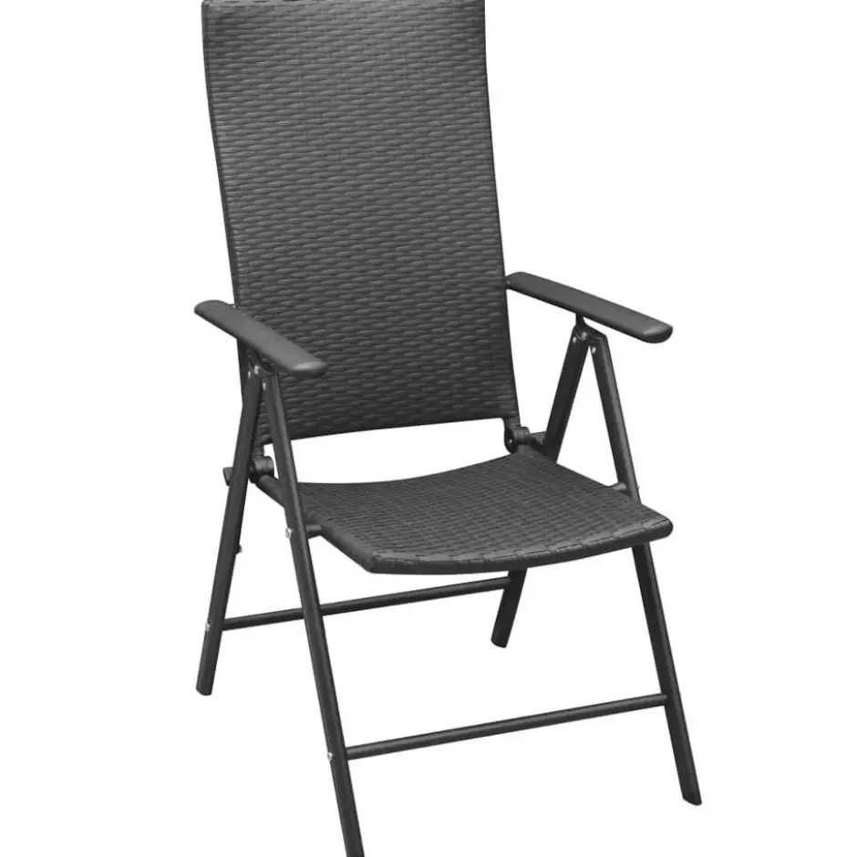 vidaXL - Tuinstoel - Zwart - Poly rattan - 2 stuks