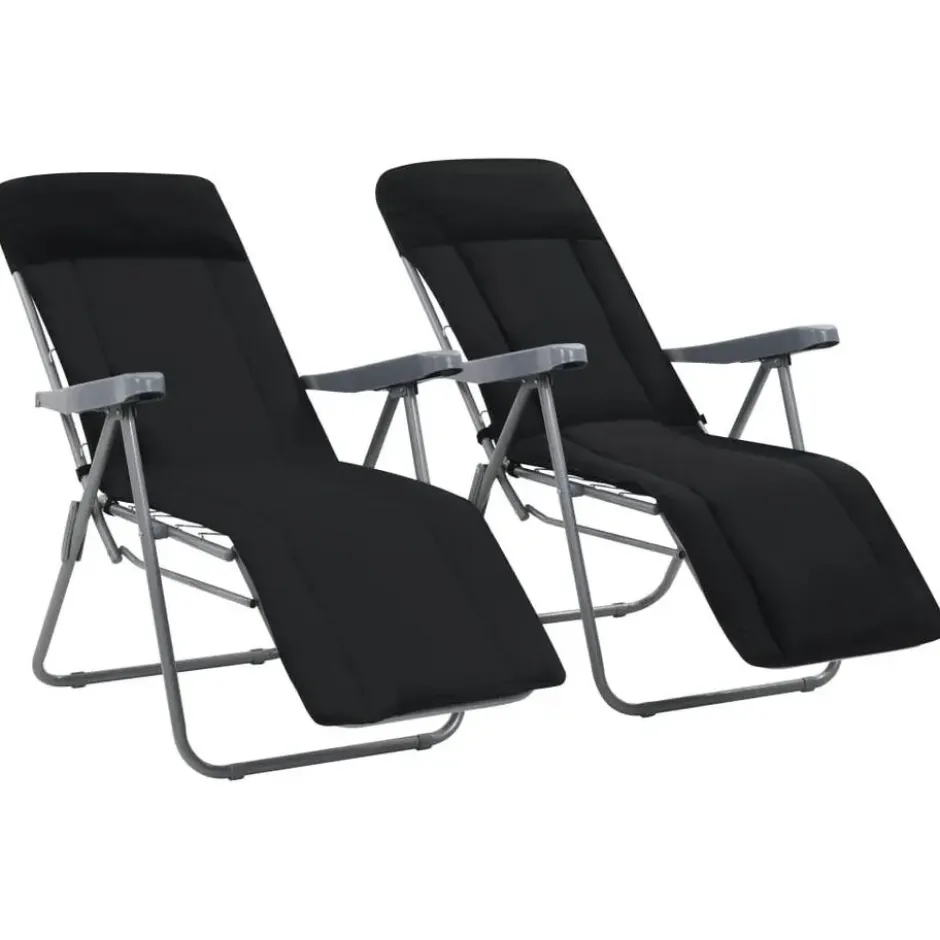 vidaXL - Tuin Stoel - Zwart - Stof - 2 stuks