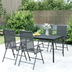 vidaXL - Tuintafel - Antracietkleurig - Staalgaas - 165 x 80 x 72 cm