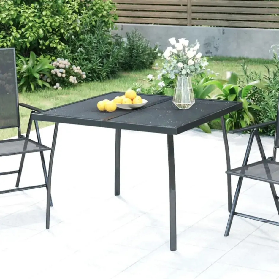 vidaXL - Tuintafel - Antracietkleurig - Staalgaas - 100 x 100 x 72 cm
