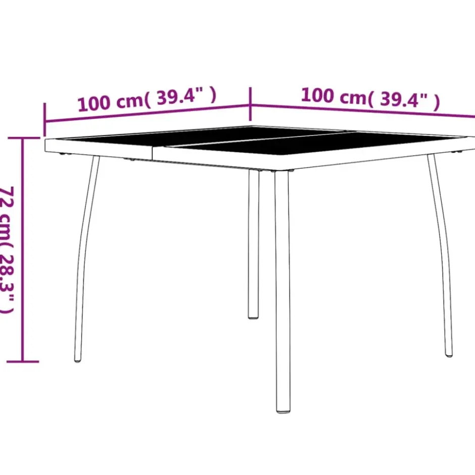 vidaXL - Tuintafel - Antracietkleurig - Staalgaas - 100 x 100 x 72 cm